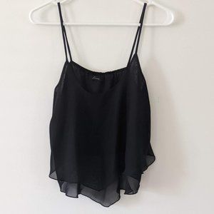 Black flowy spaghetti strap crop top